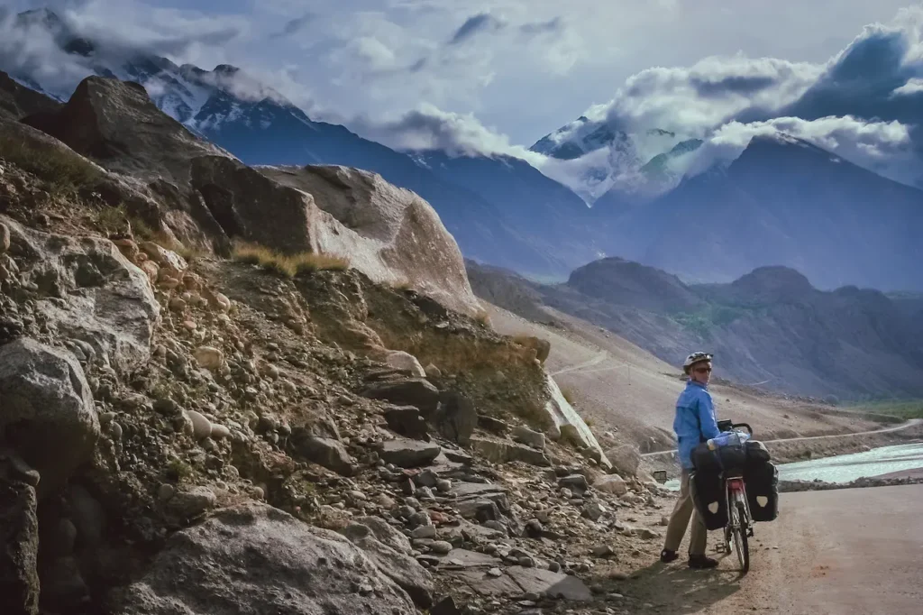 A Man Cycling to Chitral